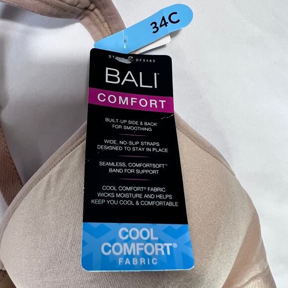 Bali Comfort Revolution Bra DF3463 Cool Comfort Nude Beige 34C Wireless NWT - Picture 6 of 6
